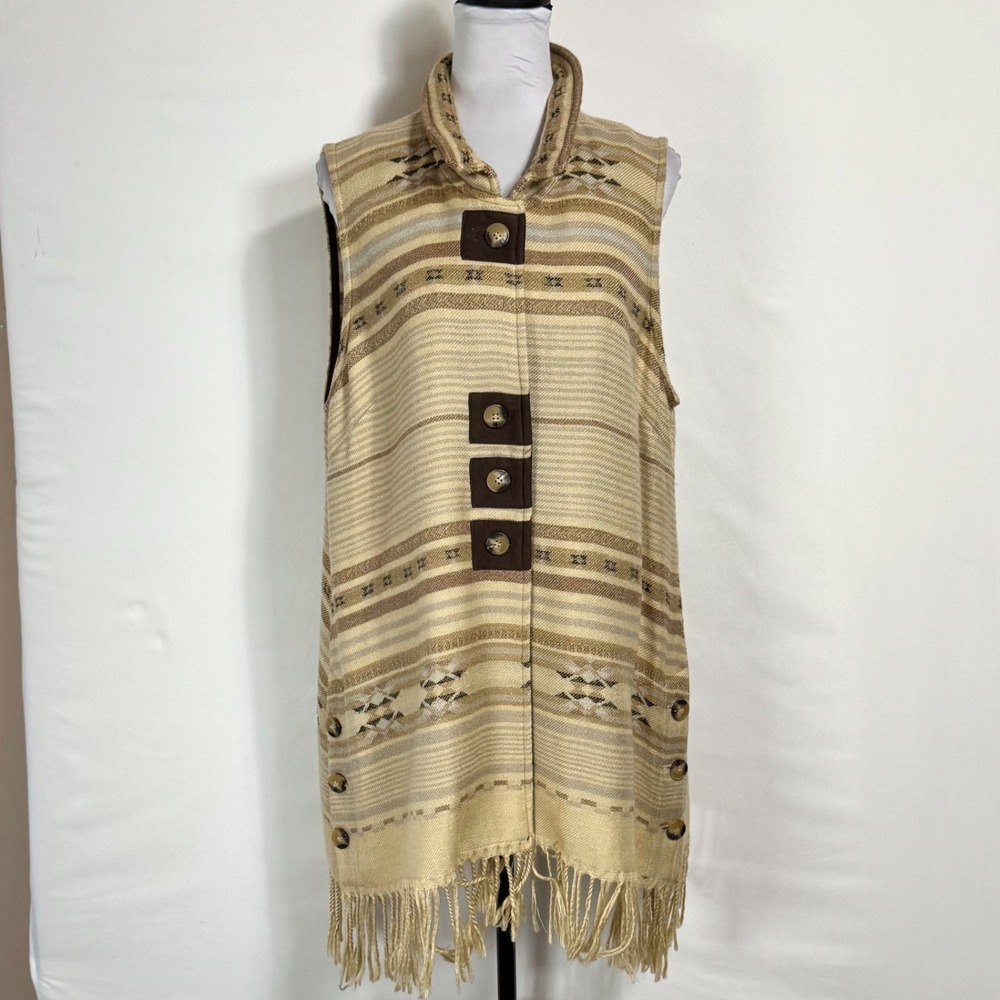 John Mark Southwestern Fringe Blanket Vest XL Long Duster Americana Equestrian